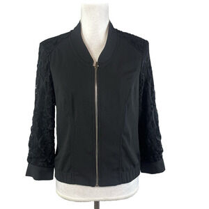 Cache Full Zip Front Lace Jacket size 4 Slinky Stretch Wedding Cocktail Disco
